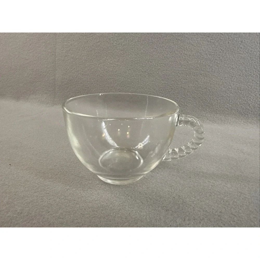 Vintage Hazel Atlas Orchard Clear Glass Snack Cup featuring a distinctive beaded